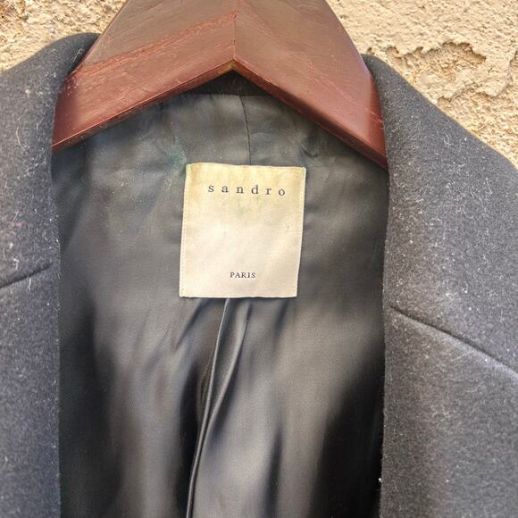 Sandro Black Pea Coat for Men - Picture 3 of 6